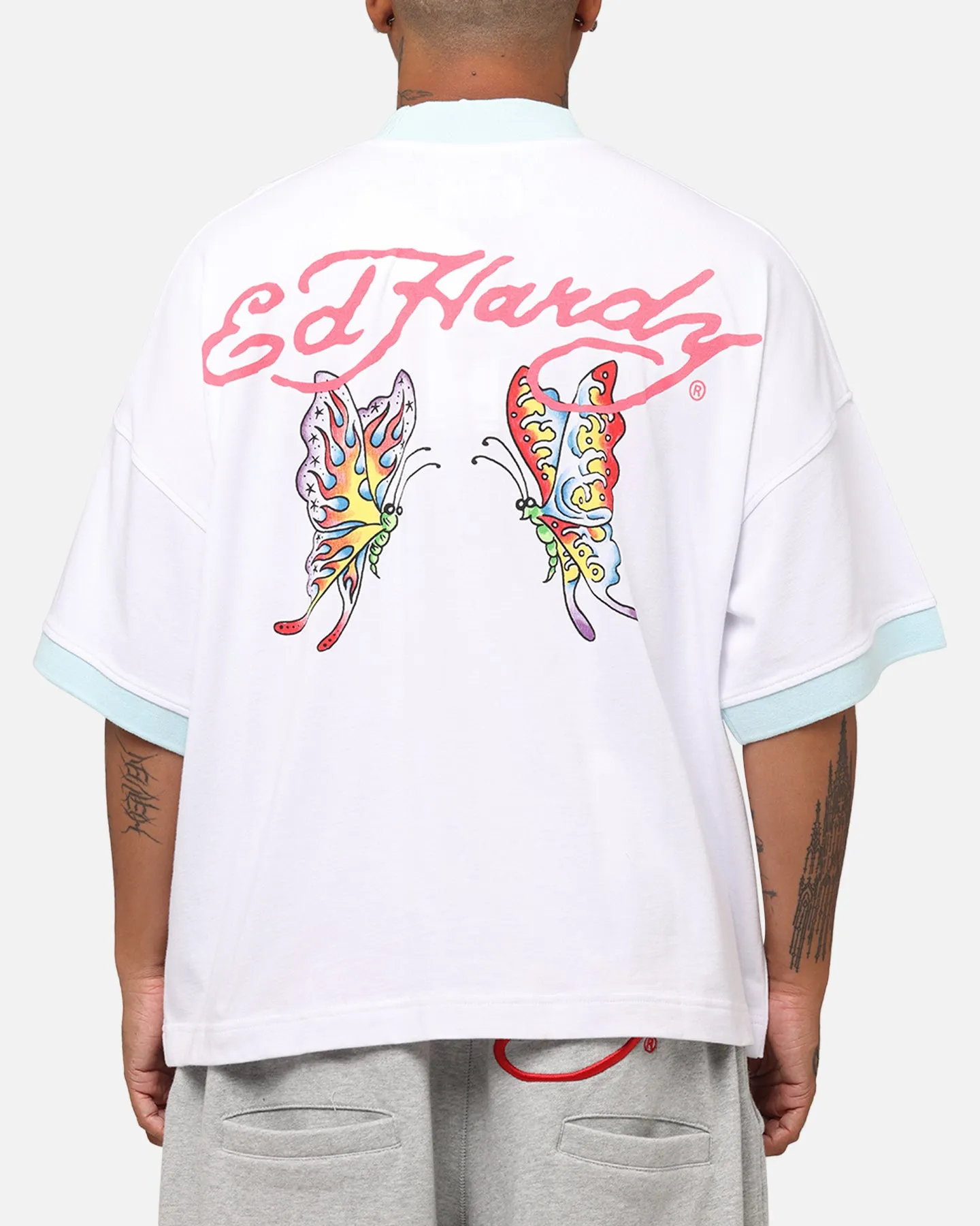 Ed Hardy Butterfly Ringer T-Shirt White