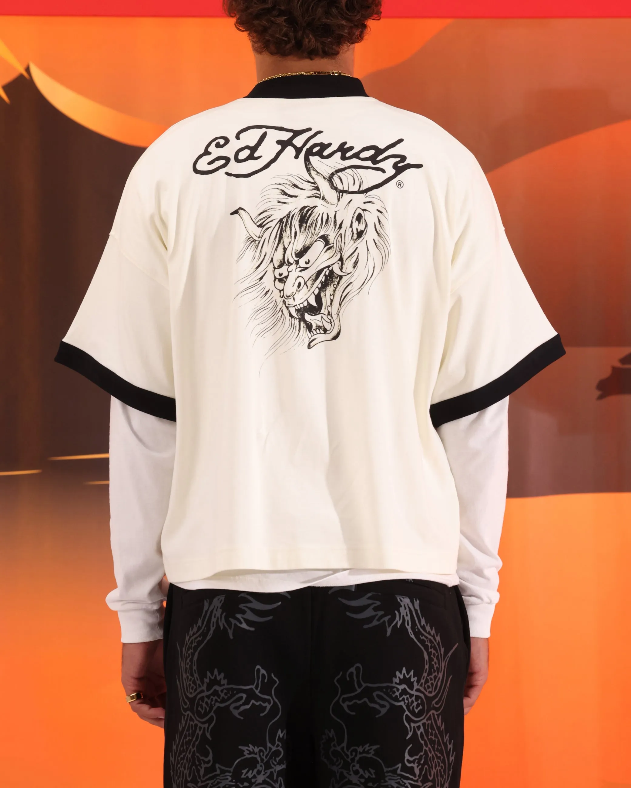 Ed Hardy Devil Ringer T-Shirt Off White
