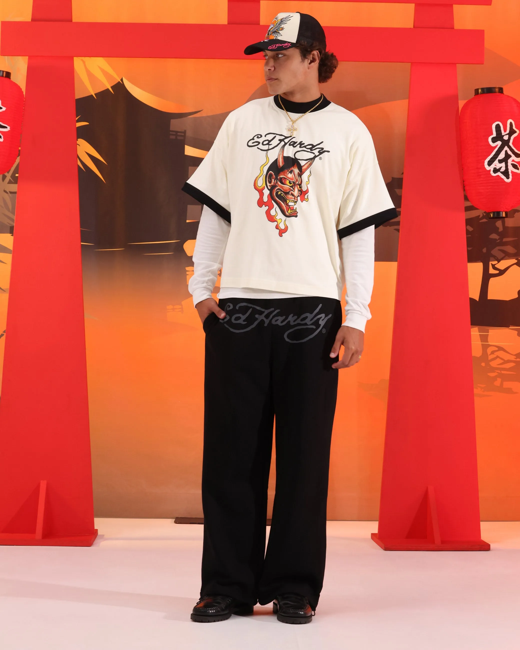 Ed Hardy Devil Ringer T-Shirt Off White