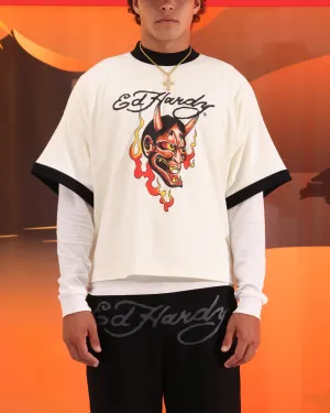Ed Hardy Devil Ringer T-Shirt Off White