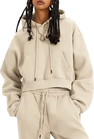 Eisctnd Women Fleece 2 Piece Tracksuits Fall Winter Sweatshirt Jogger Pants Matching Lounge Sets Thick Sweatsuits Pockets