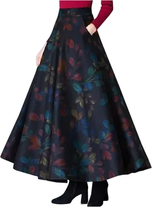 Fall Skirts for Women 2024 Long Length Casual Maxi Skirts Floral Print Plaid Beach Party Holiday Boho Skirt