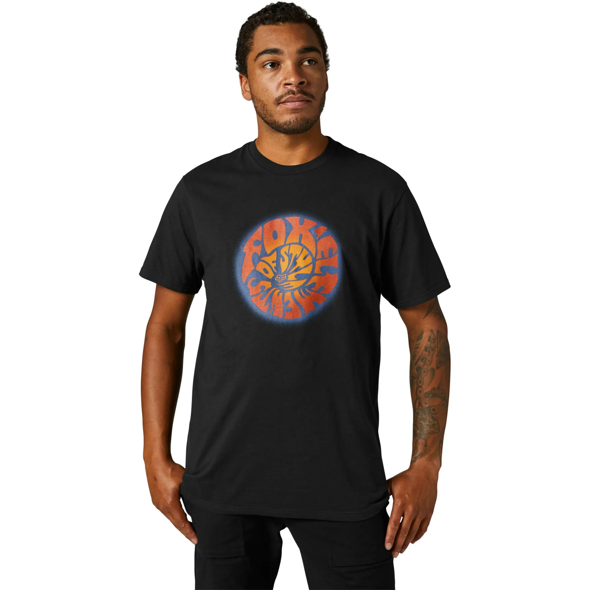 Fox Racing  Mens Black The Heater Short Sleeve Premium Tee T-Shirt Crew Neck