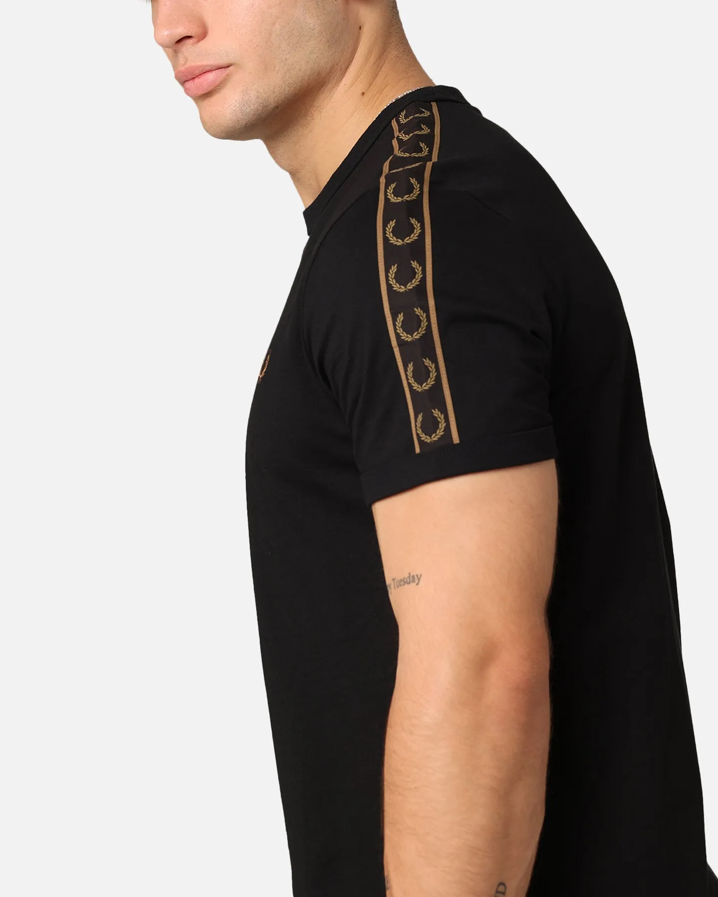 Fred Perry Contrast Tape Ringer T-Shirt Black/Stone