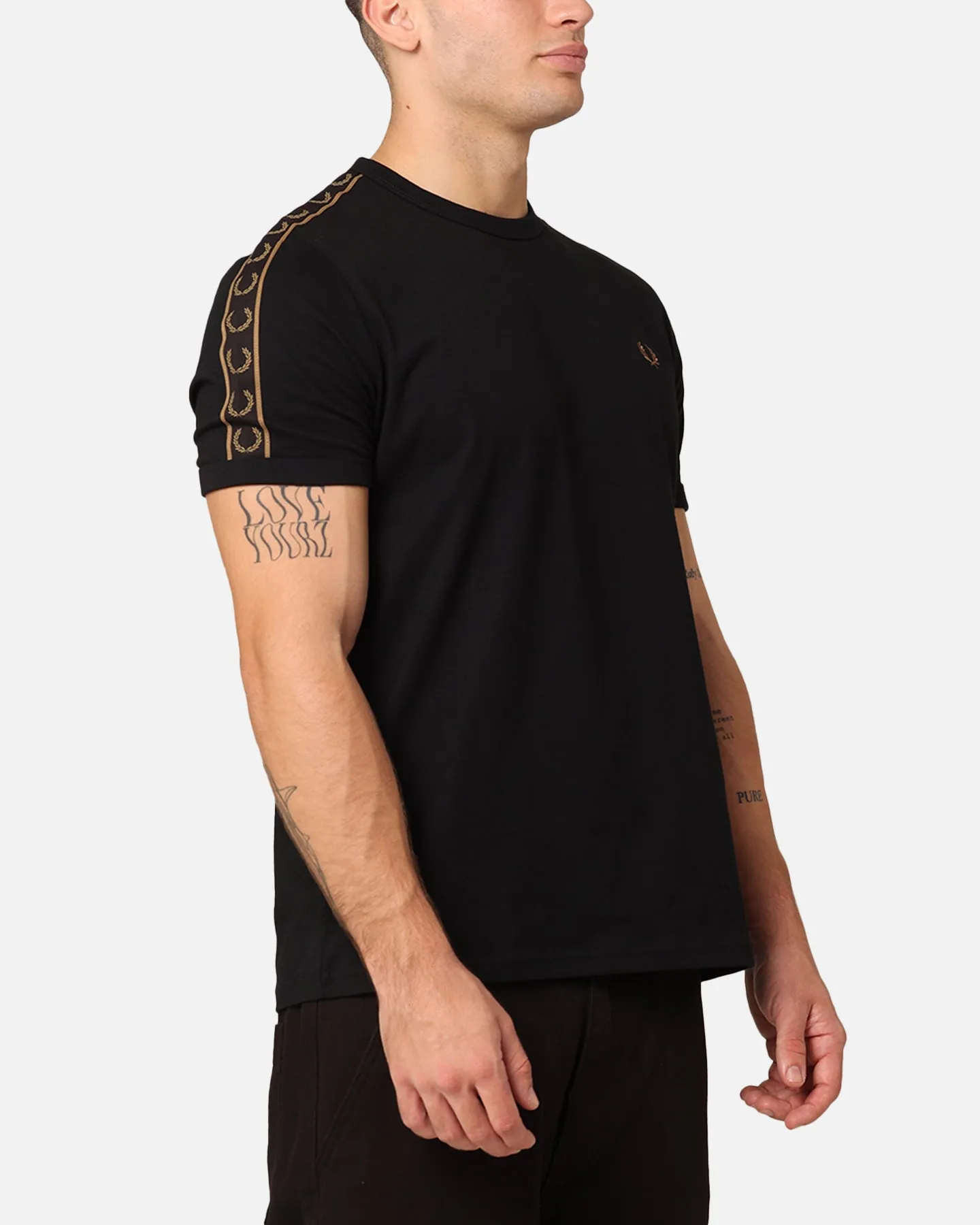Fred Perry Contrast Tape Ringer T-Shirt Black/Stone