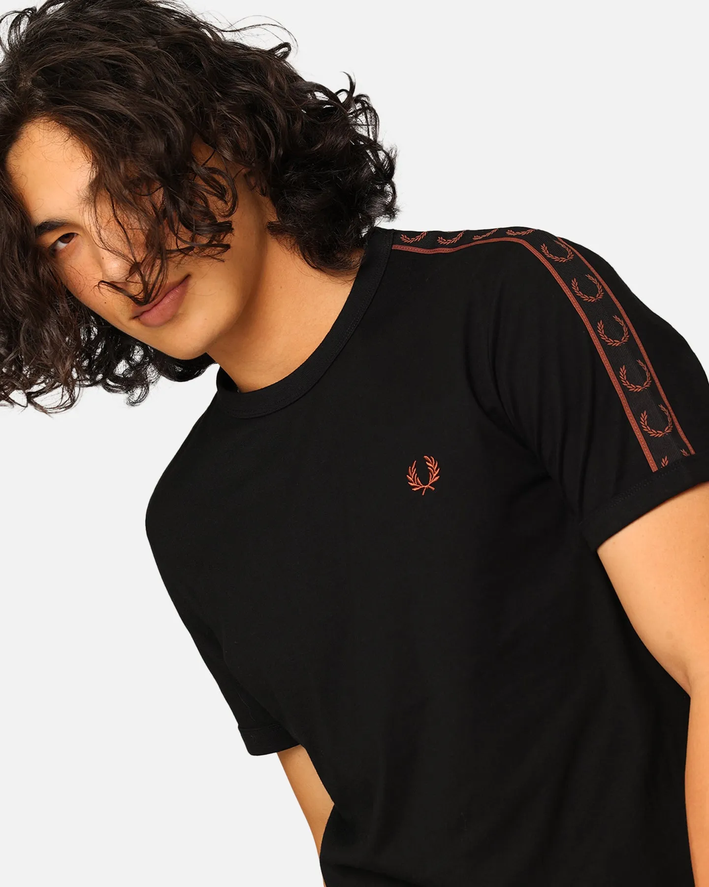 Fred Perry Contrast Tape Ringer T-Shirt Black/Whisky Brown