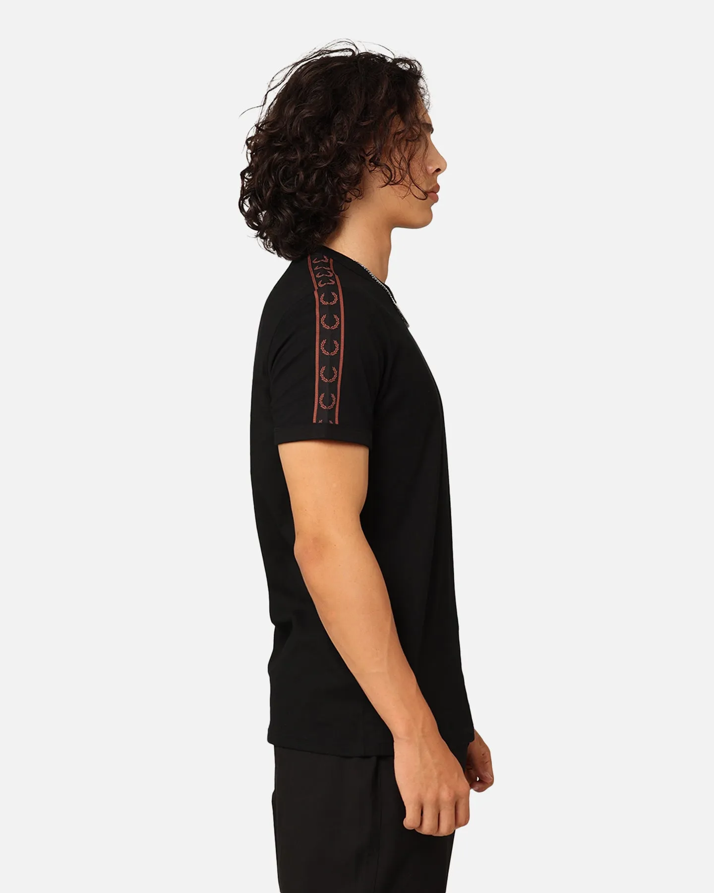 Fred Perry Contrast Tape Ringer T-Shirt Black/Whisky Brown