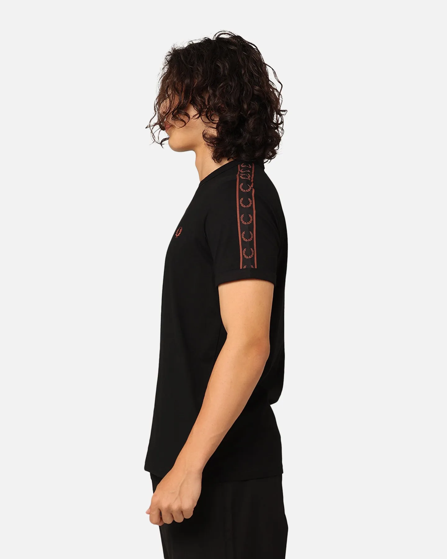 Fred Perry Contrast Tape Ringer T-Shirt Black/Whisky Brown