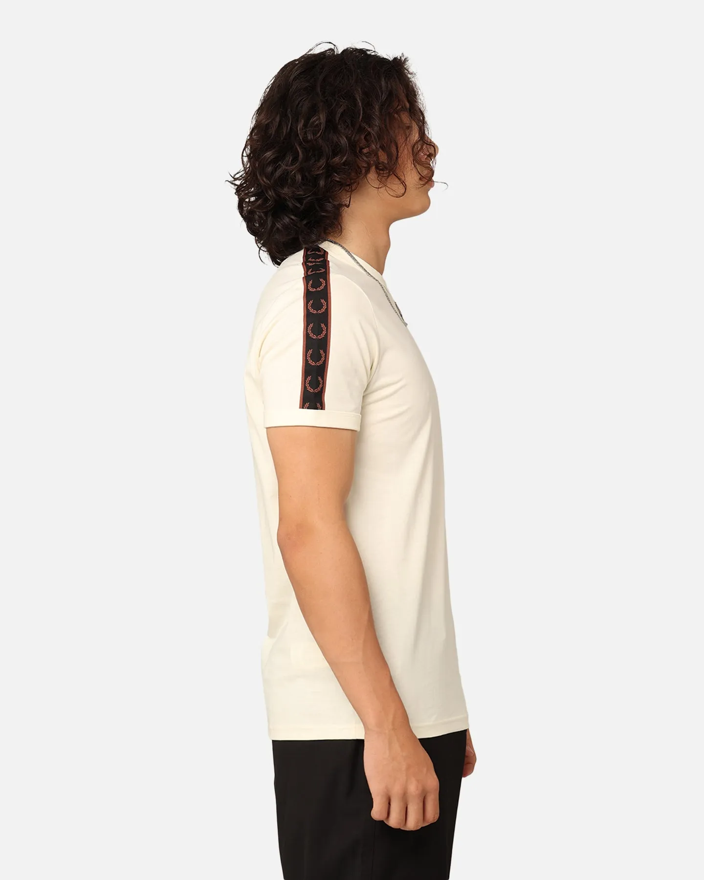 Fred Perry Contrast Tape Ringer T-Shirt Ecru/Whisky Brown