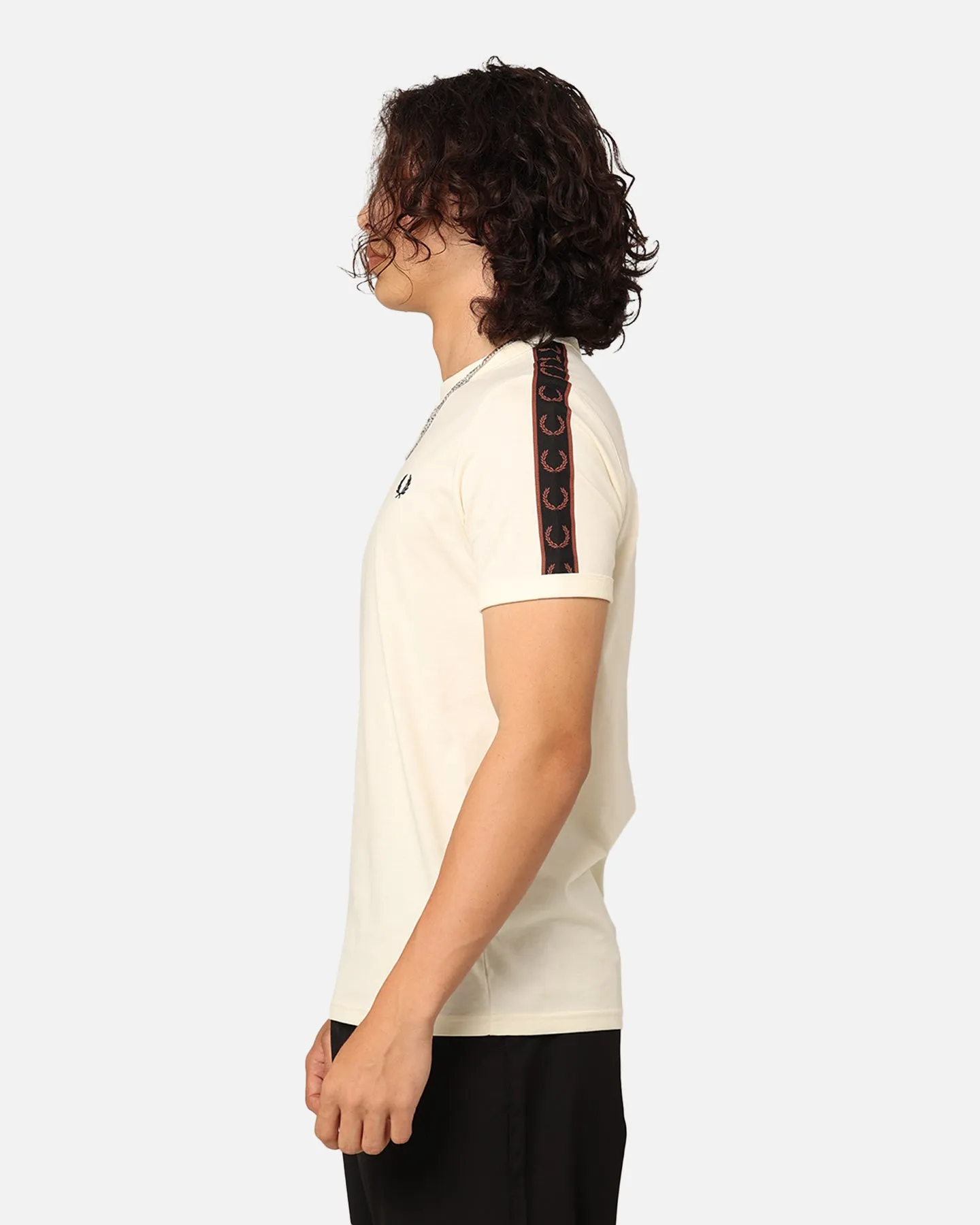 Fred Perry Contrast Tape Ringer T-Shirt Ecru/Whisky Brown