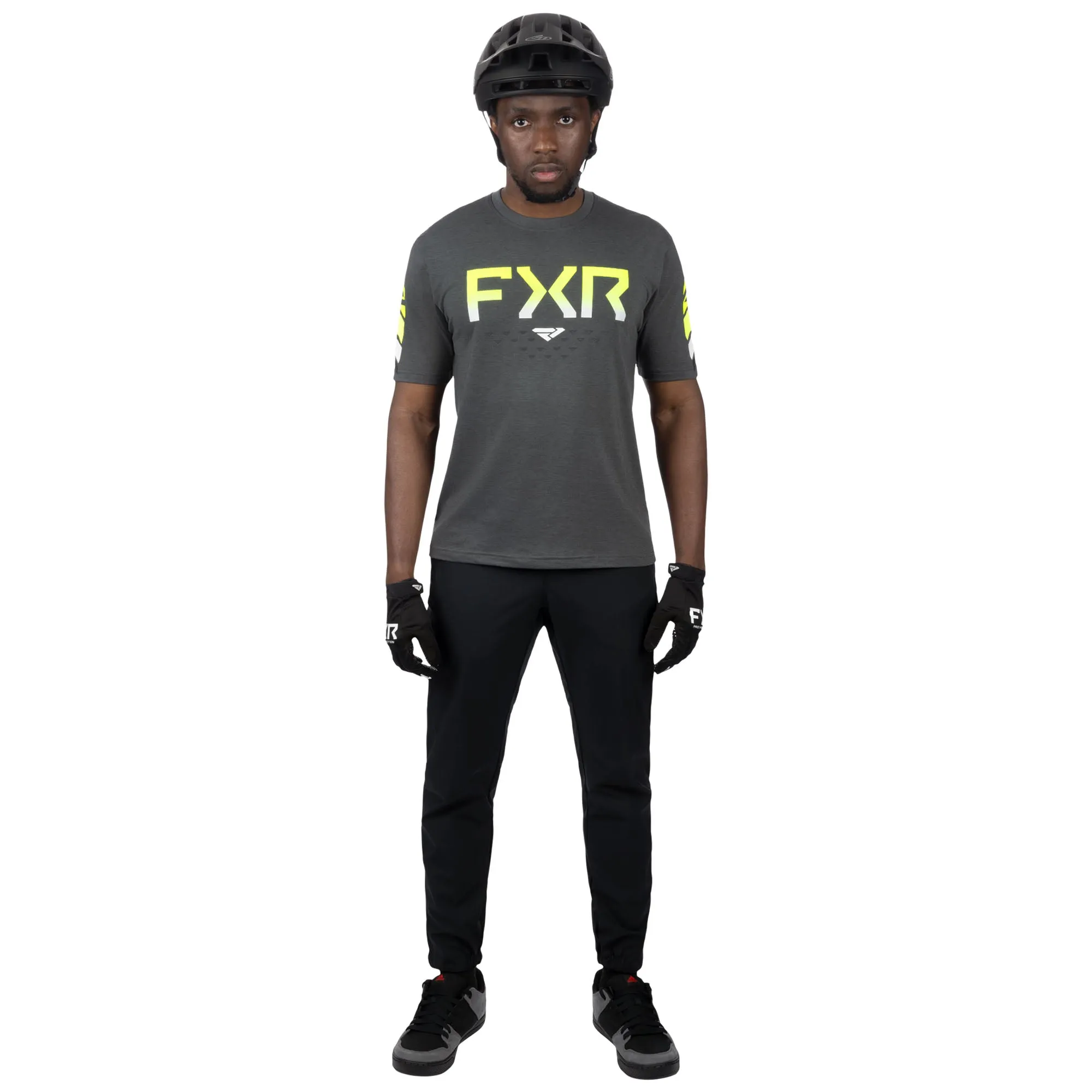FXR Helium Tech Short Sleeve Jersey T-Shirt Charcoal Heather/HiVis