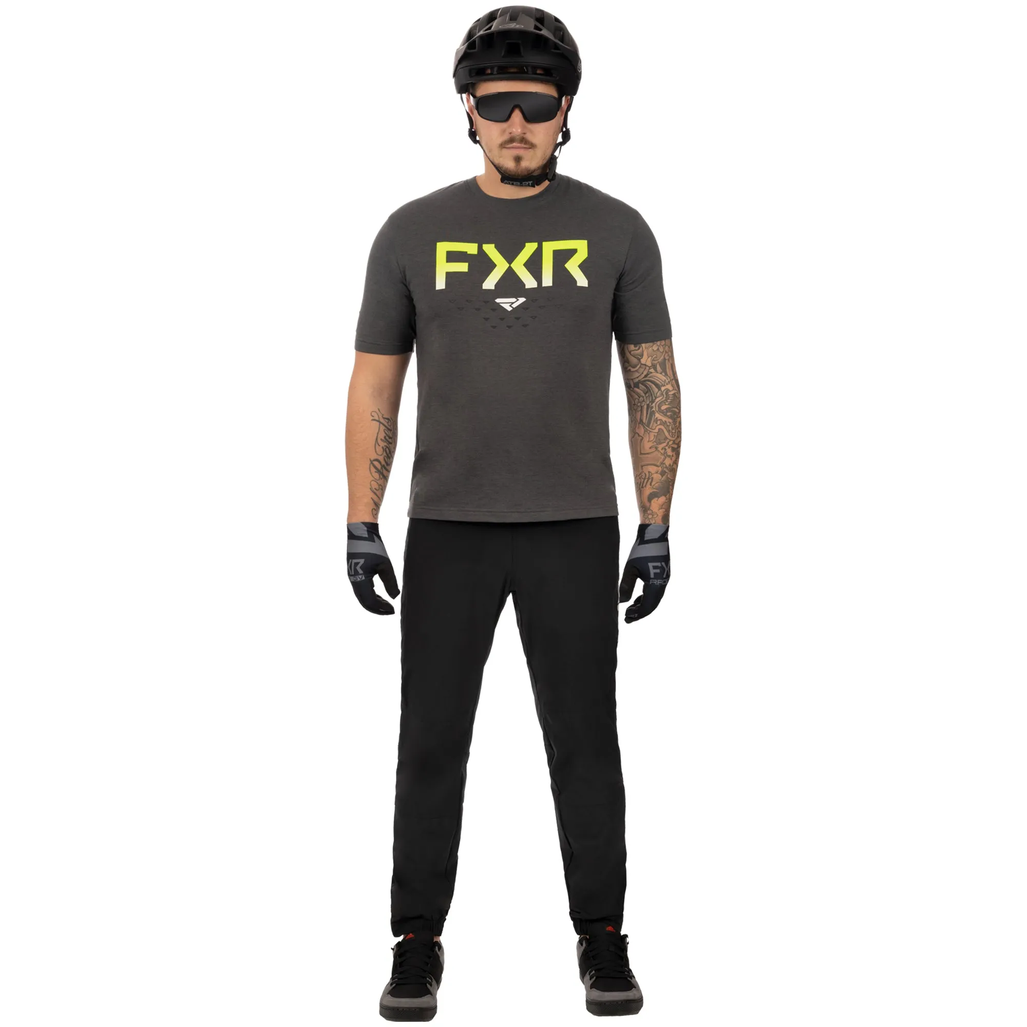 FXR Helium Tech Short Sleeve Jersey T-Shirt Charcoal Heather/HiVis