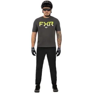 FXR Helium Tech Short Sleeve Jersey T-Shirt Charcoal Heather/HiVis