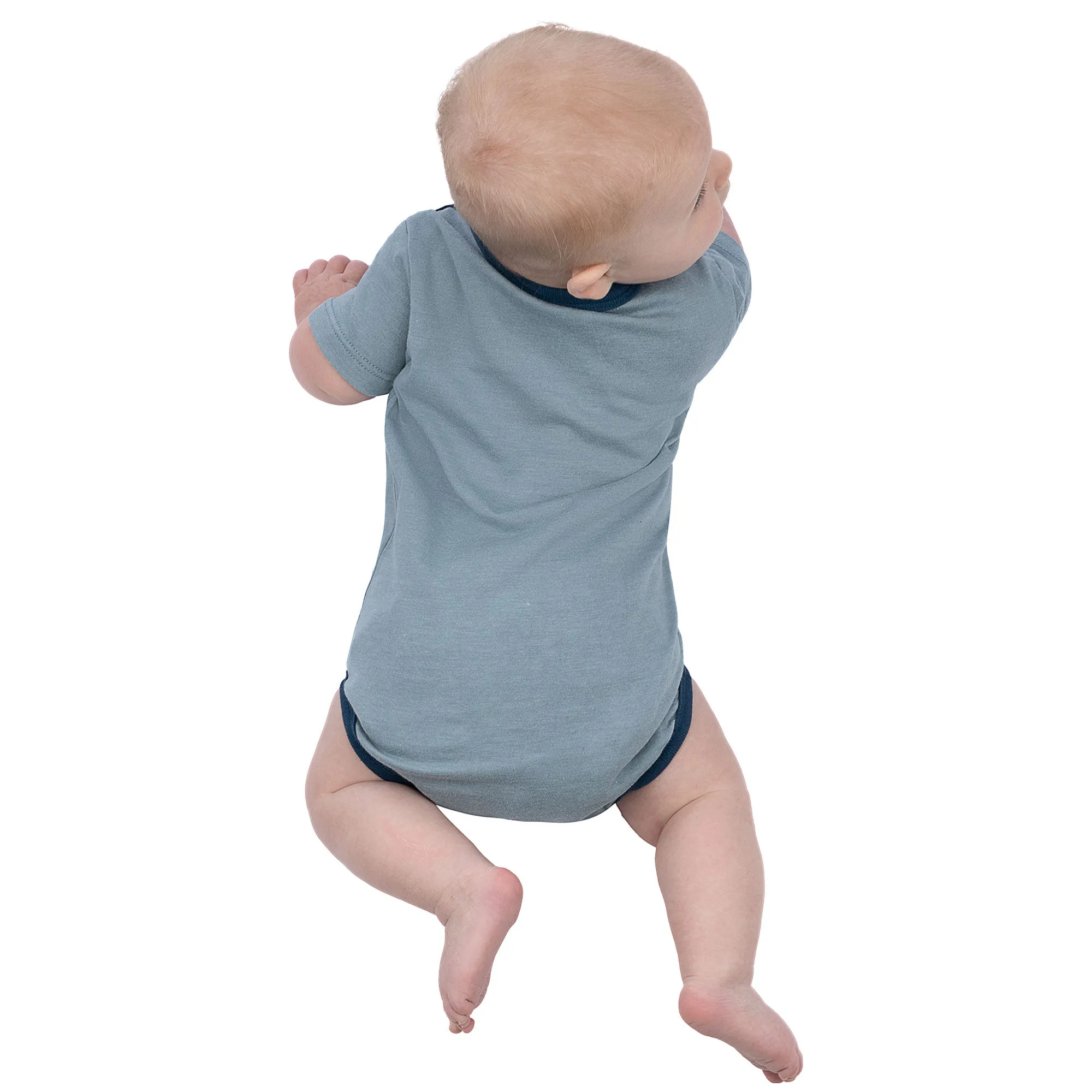 FXR  Infant Podium Short Sleeve Bodysuit Light Steel Dark Steel Cotton Full Snap