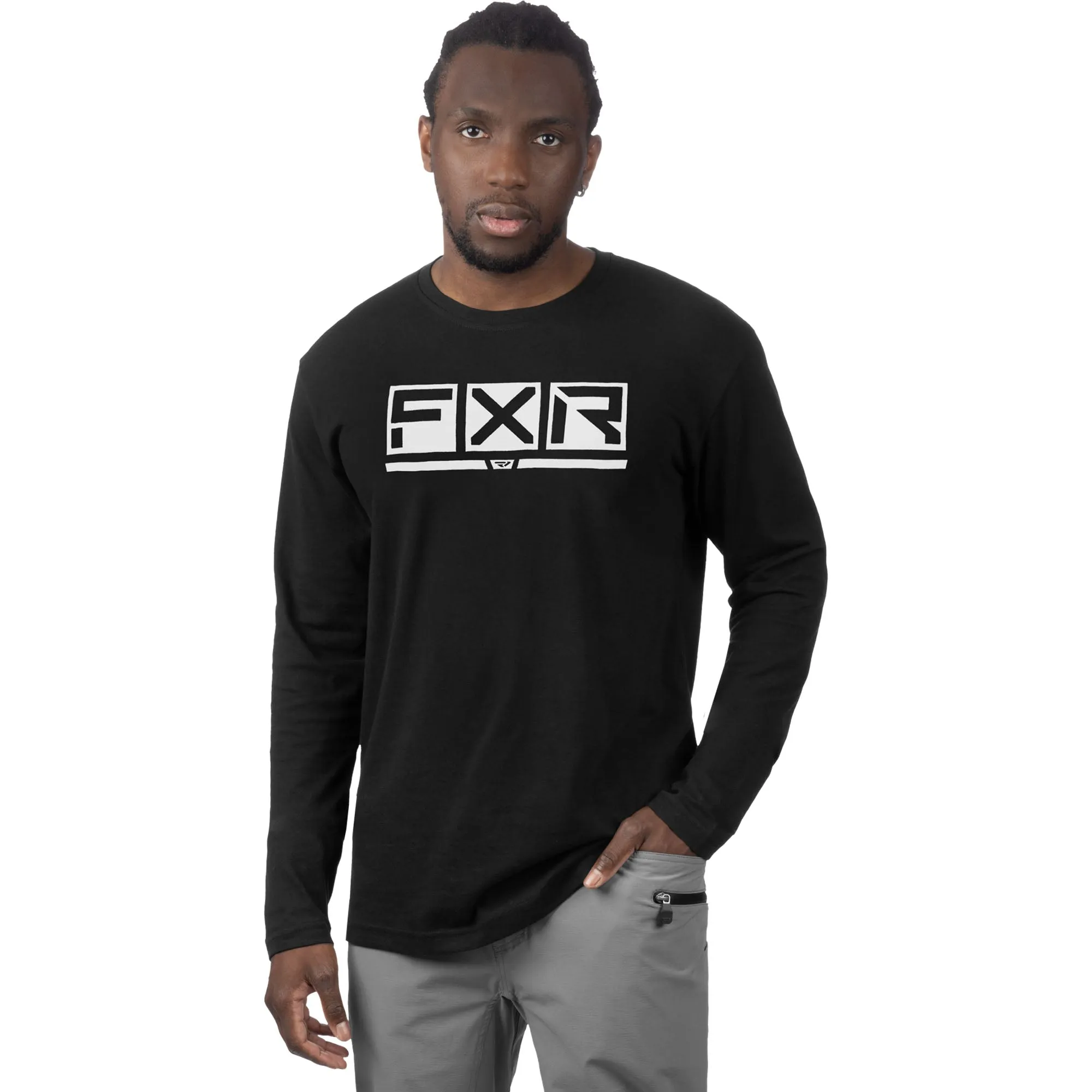 FXR  Mens Podium Premium Long Sleeve T-Shirt Tee DWR Sunshield Black White
