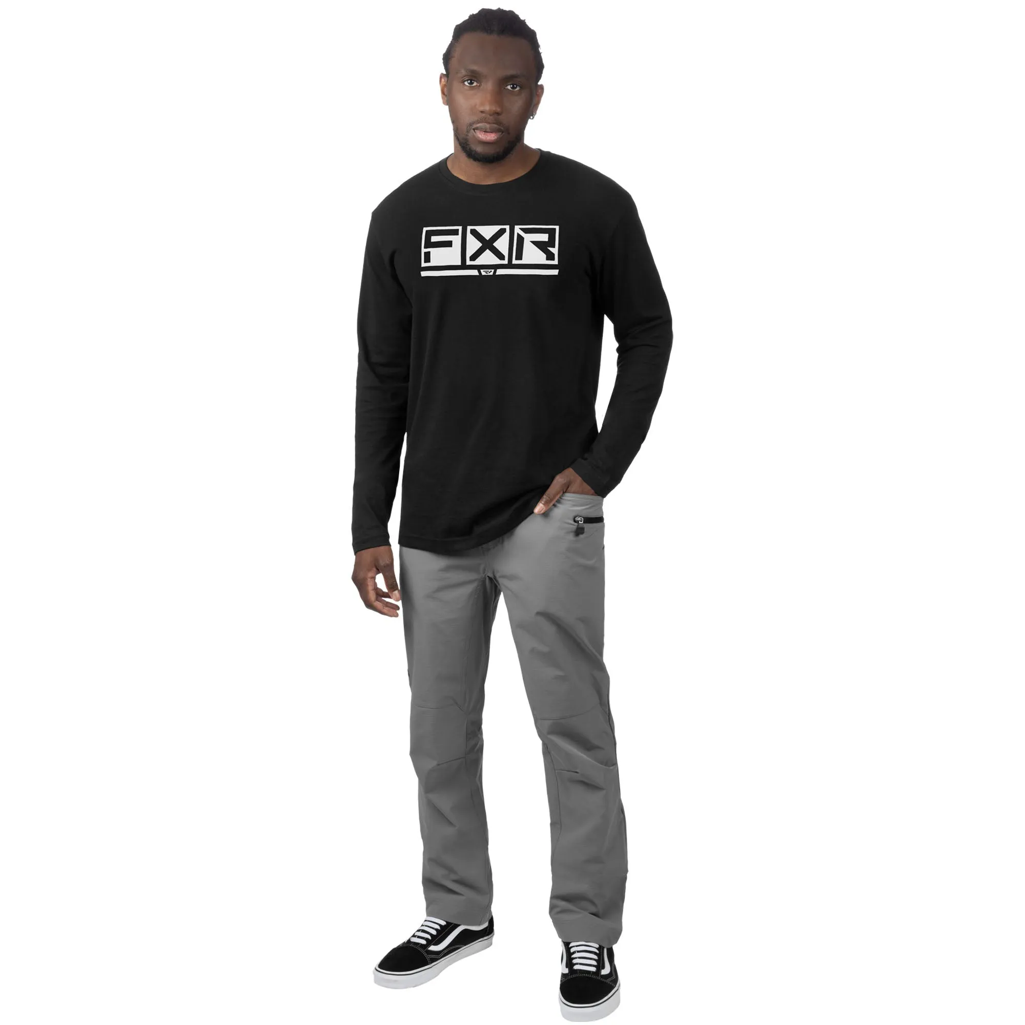 FXR  Mens Podium Premium Long Sleeve T-Shirt Tee DWR Sunshield Black White