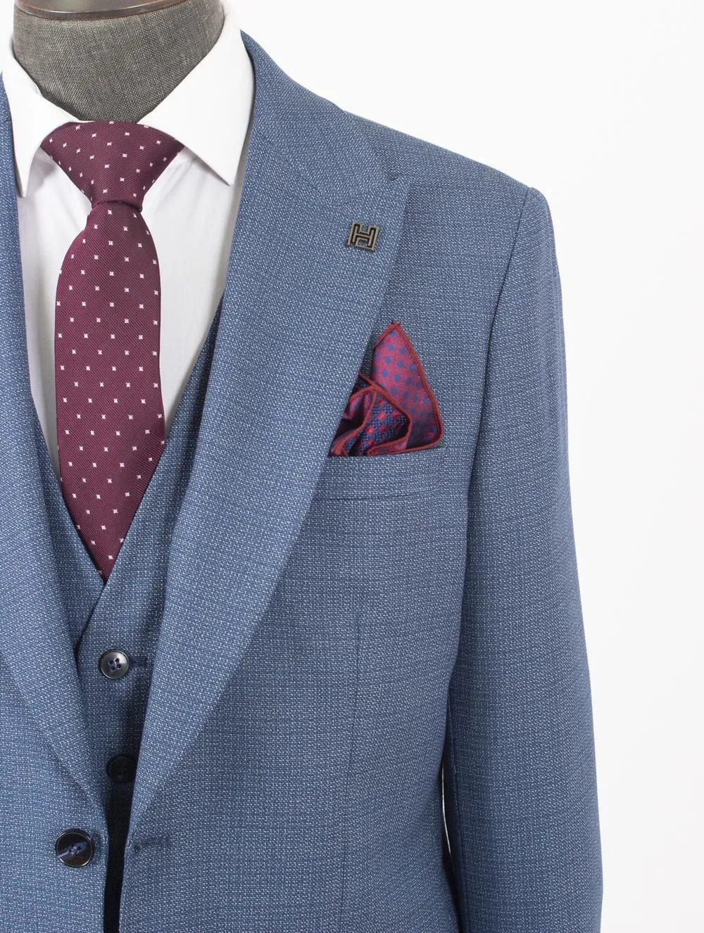 Gage Blue Set Blazer Linen Suit
