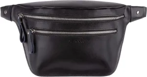 Genuine Leather Waist Bag, Fanny Pack Belt Bag (Black)
