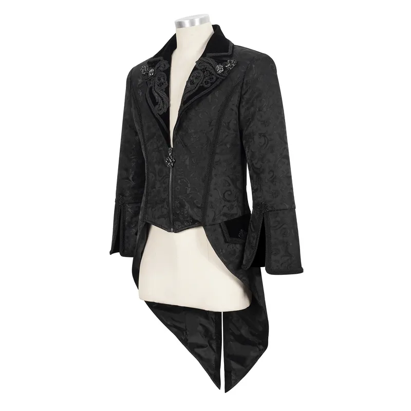 Gothic Pattern Swallowtail Coat / Men's Flared Sleeves Zipper Tailcoat