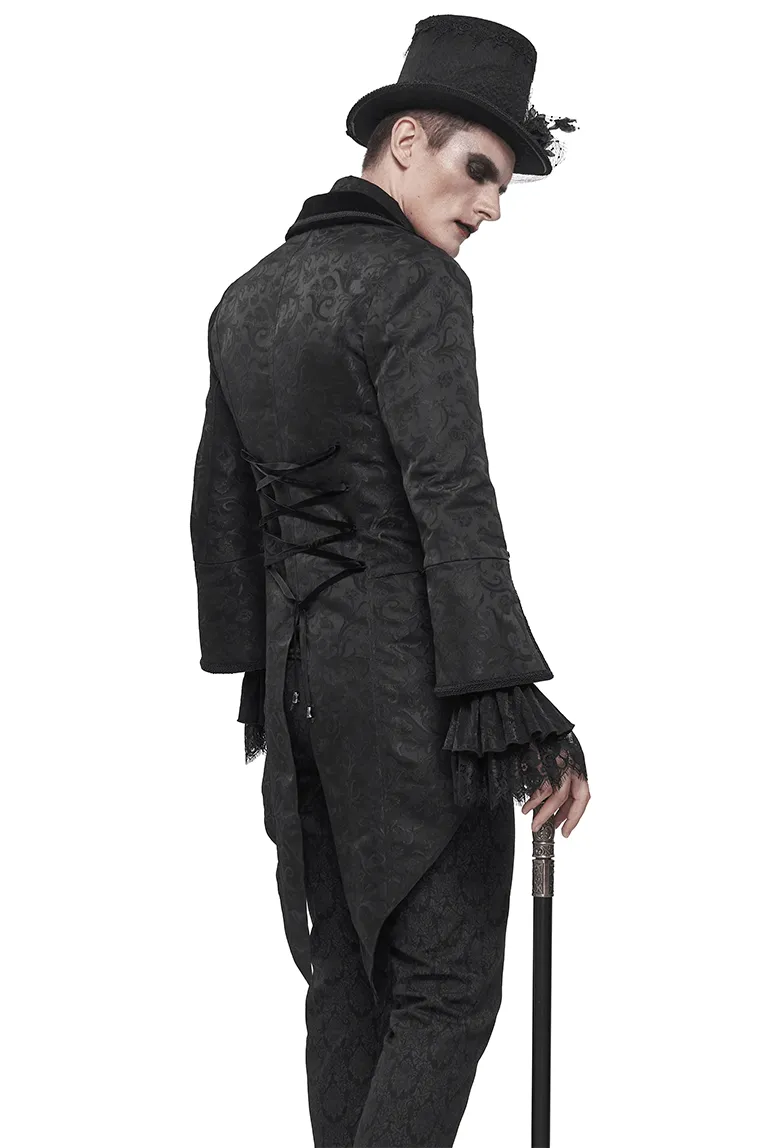 Gothic Pattern Swallowtail Coat / Men's Flared Sleeves Zipper Tailcoat
