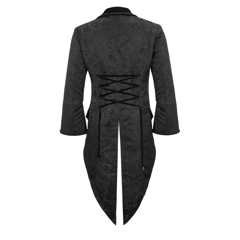 Gothic Pattern Swallowtail Coat / Men's Flared Sleeves Zipper Tailcoat