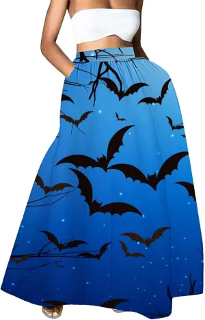 Halloween Costumes Womens Skirts Party Beach Pocket Long Maxi Skirt Fluffy Skirts for Women Halloween Skirt Tool
