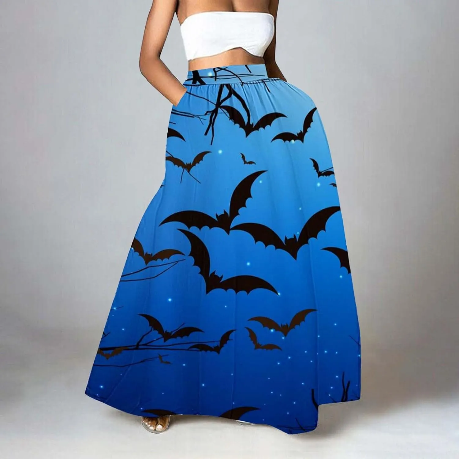 Halloween Costumes Womens Skirts Party Beach Pocket Long Maxi Skirt Fluffy Skirts for Women Halloween Skirt Tool