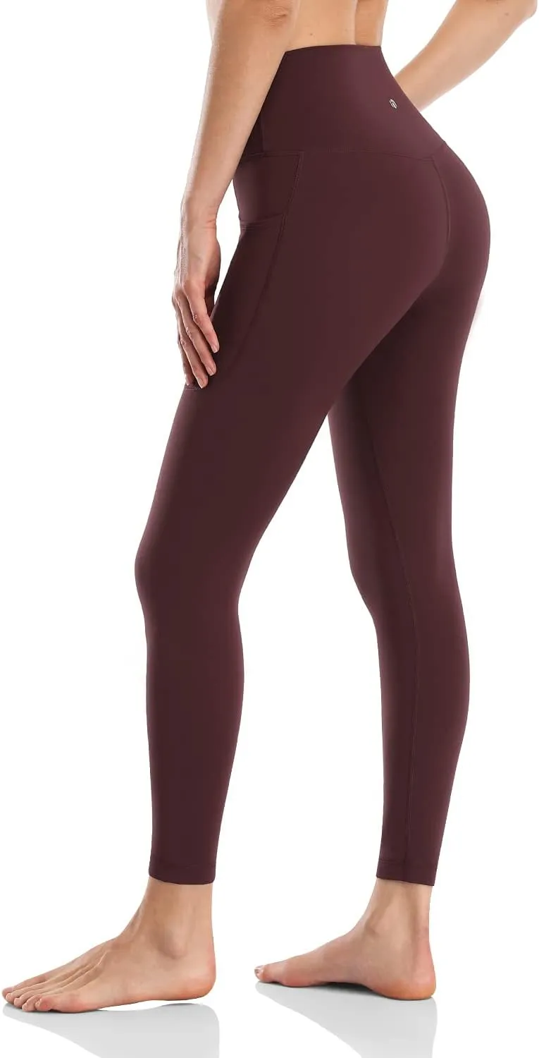 HeyNuts Essential 7/8 Leggings with Side Pockets for Women, High Waisted Tummy Control Compression Pants 25''