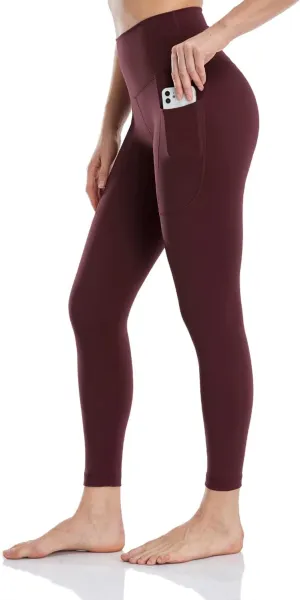 HeyNuts Essential 7/8 Leggings with Side Pockets for Women, High Waisted Tummy Control Compression Pants 25''