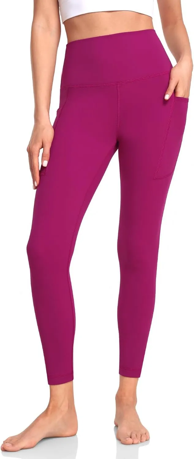 HeyNuts Essential 7/8 Leggings with Side Pockets for Women, High Waisted Tummy Control Compression Pants 25''