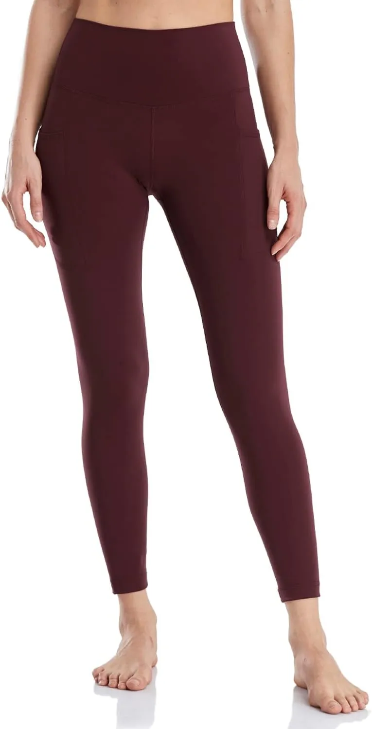 HeyNuts Essential 7/8 Leggings with Side Pockets for Women, High Waisted Tummy Control Compression Pants 25''