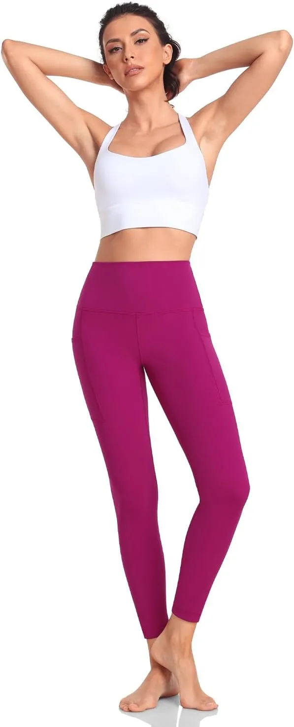 HeyNuts Essential 7/8 Leggings with Side Pockets for Women, High Waisted Tummy Control Compression Pants 25''