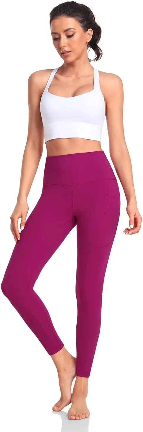 HeyNuts Essential 7/8 Leggings with Side Pockets for Women, High Waisted Tummy Control Compression Pants 25''