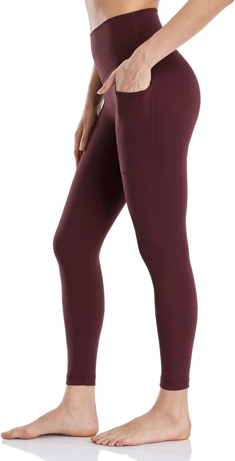 HeyNuts Essential 7/8 Leggings with Side Pockets for Women, High Waisted Tummy Control Compression Pants 25''