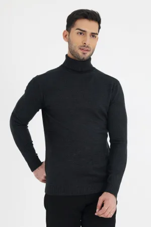 HIGH NECK SWEATER-DK-GREY