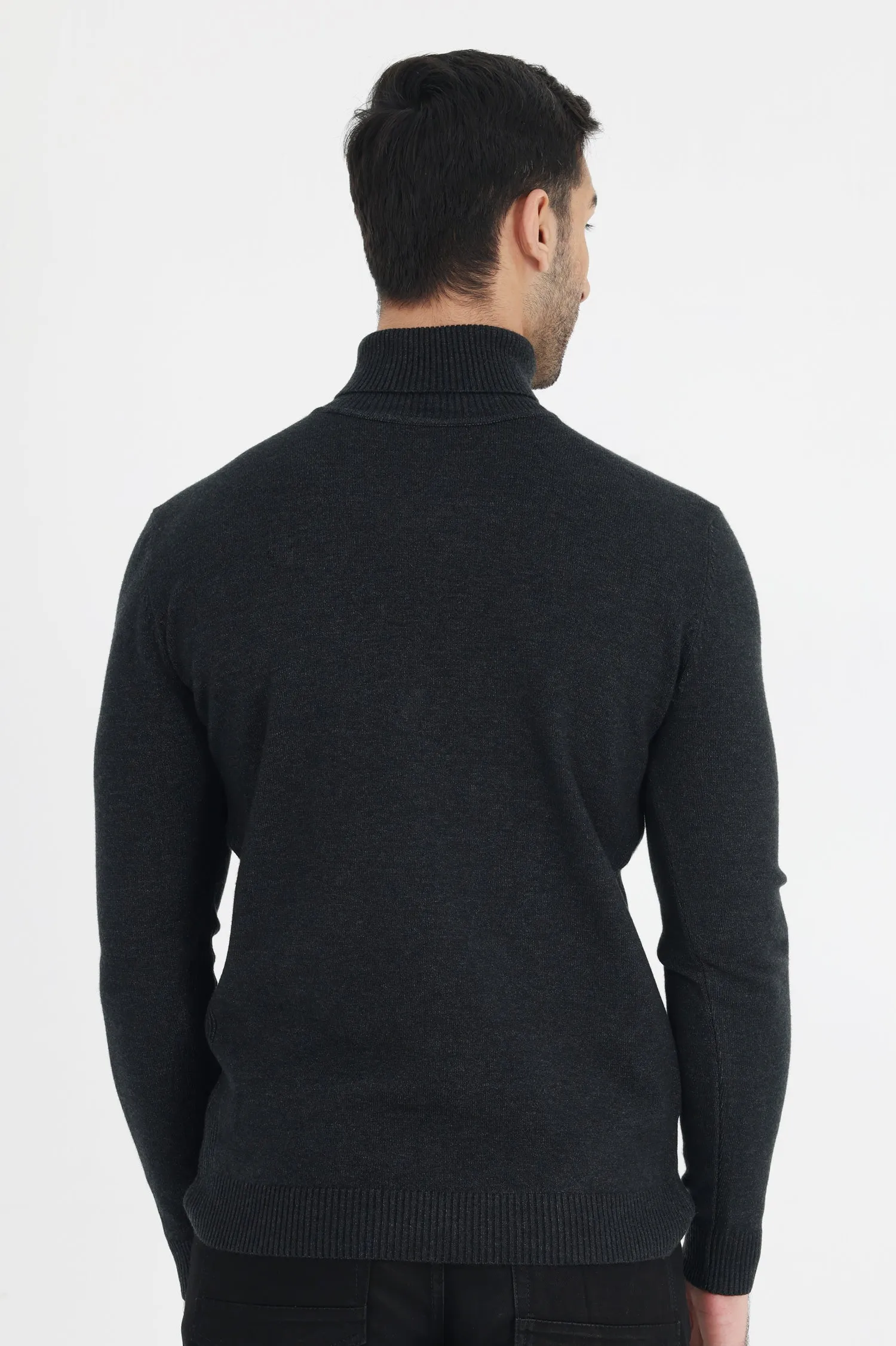 HIGH NECK SWEATER-DK-GREY