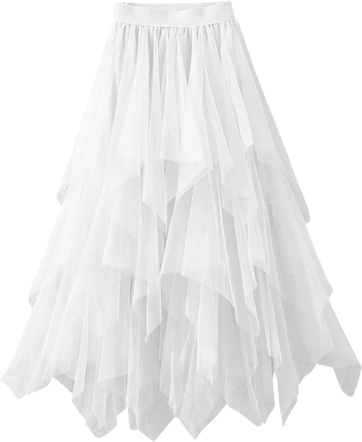 High Waisted Skirts for Women Flowy A-Line Maxi Length Bohemian Casual Skirt with Elastic Waist and Tiered Ruffles