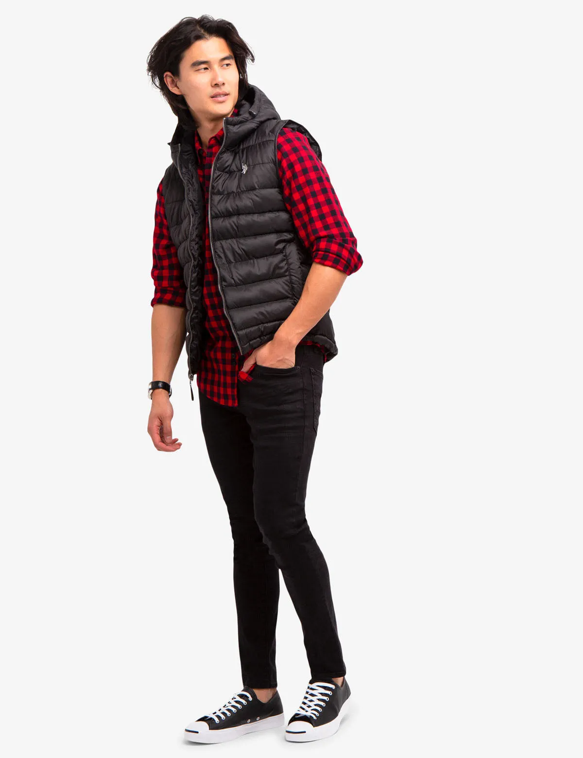 HOODED PUFFER VEST