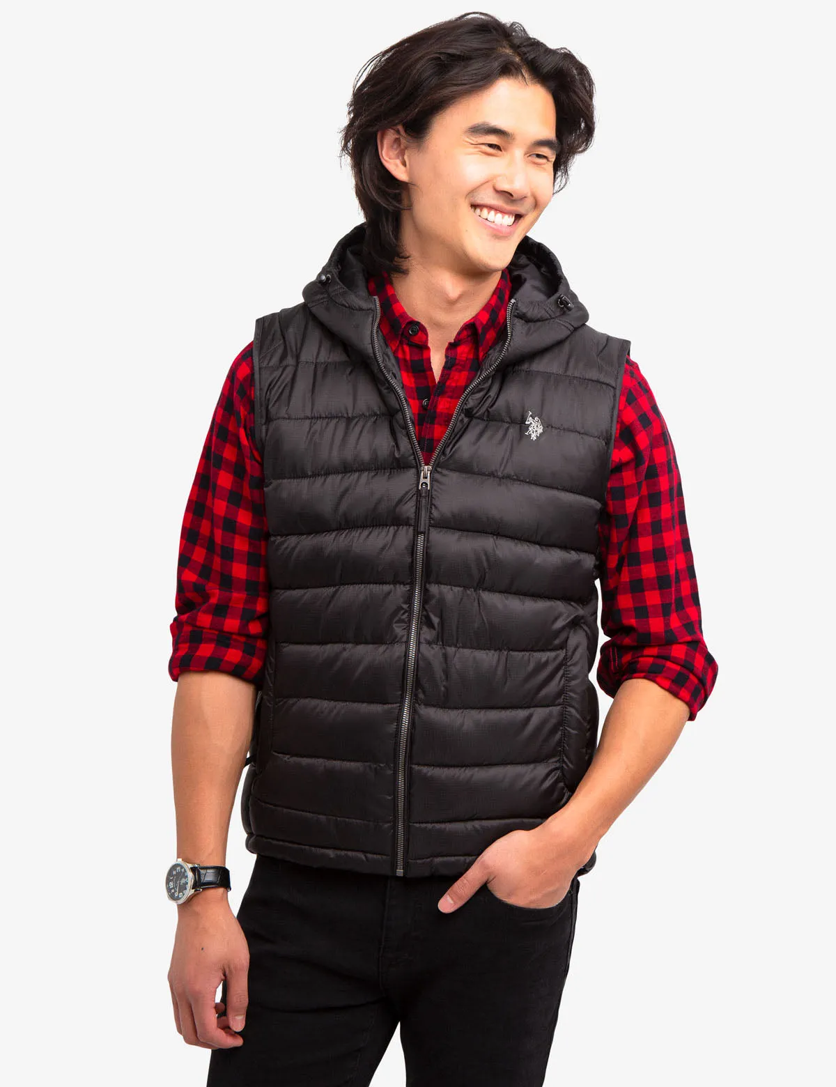 HOODED PUFFER VEST
