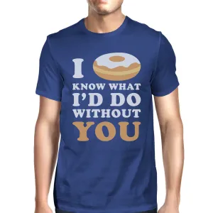 I Doughnut Know Men's Blue Round Neck T-Shirt Trendy Graphic Top