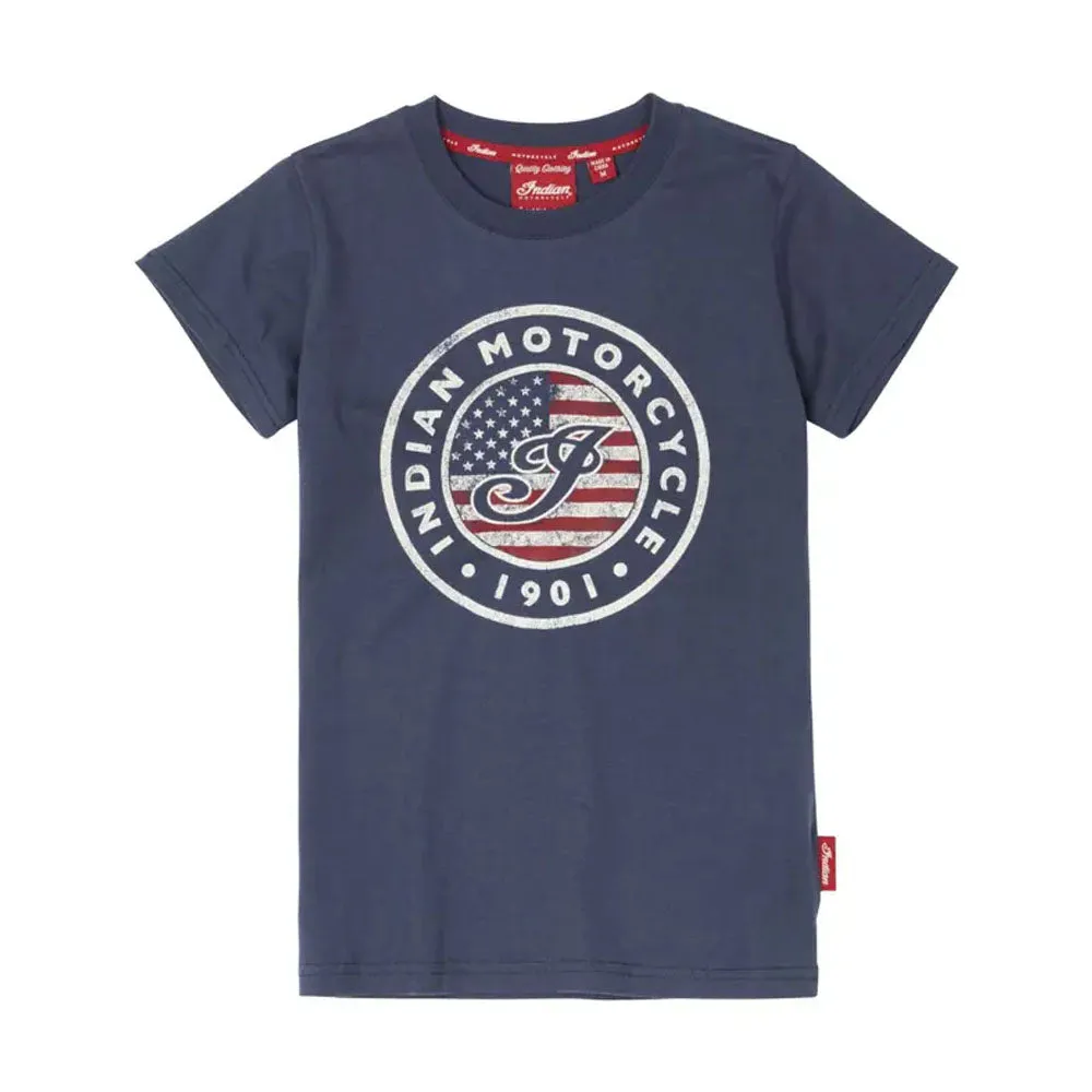 Indian Motorcycle Kids USA Flag Logo T-Shirt Blue