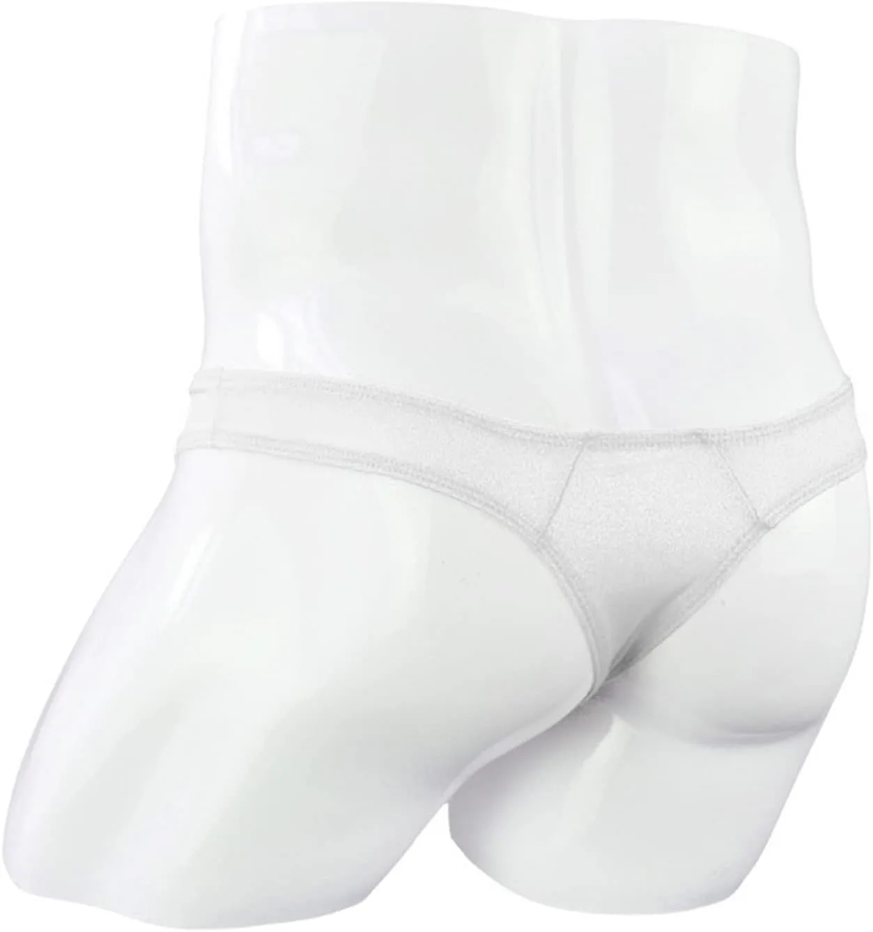 JEsilunmaMY Mesh Briefs for Men See Through Long Pouch G-String Underwear Solid Color Sexy Sheer T-Back Panties Lingerie