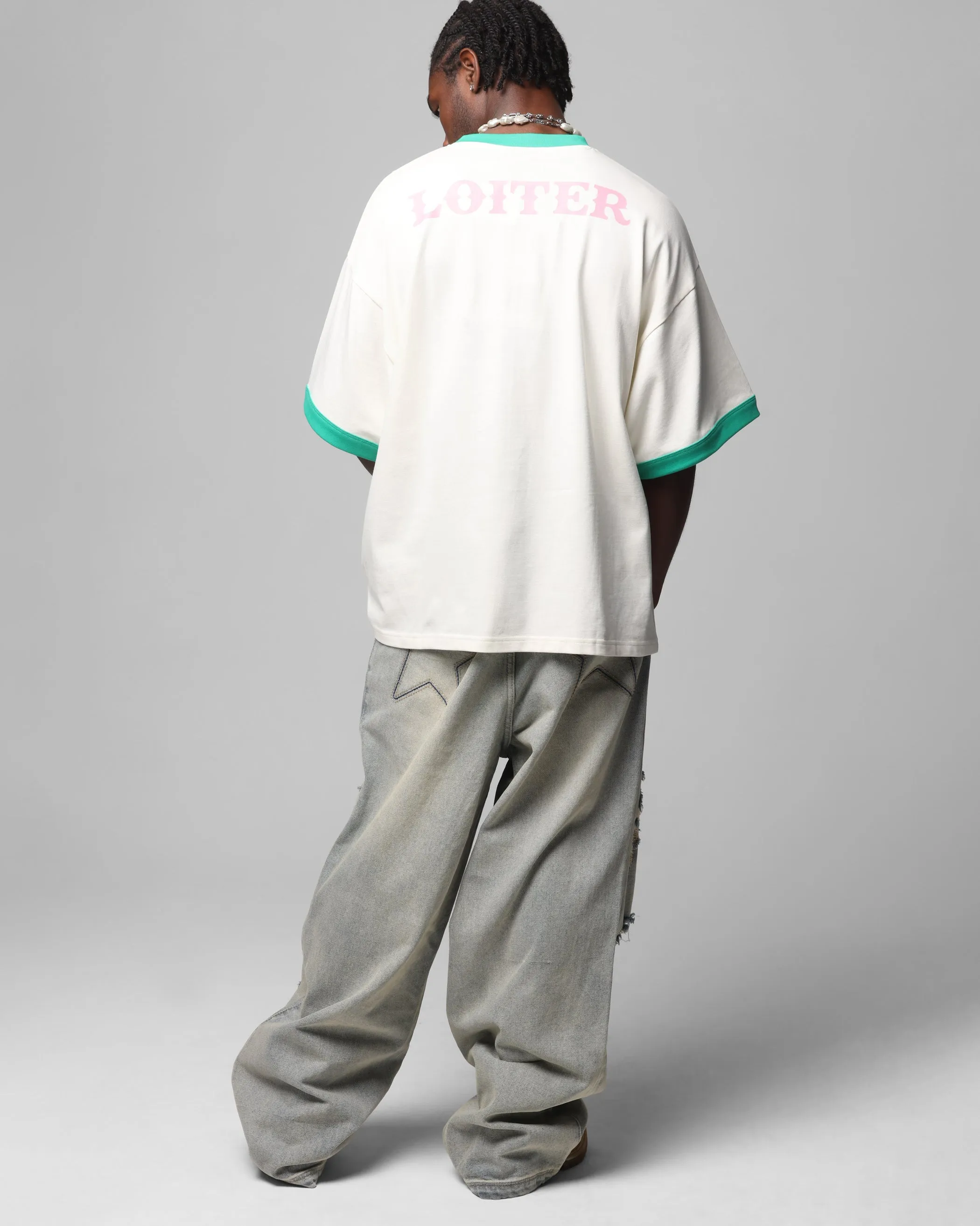 Loiter Western Front Ringer T-Shirt White/Green