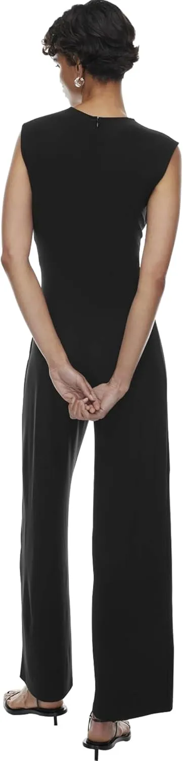 LuFeng Women's Summer One Piece Jumpsuits Sleeveless Back Zipper Crew Neck Wide Leg Pants Rompers