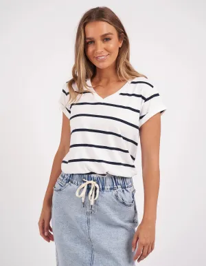 Manly V Tee - White & Navy