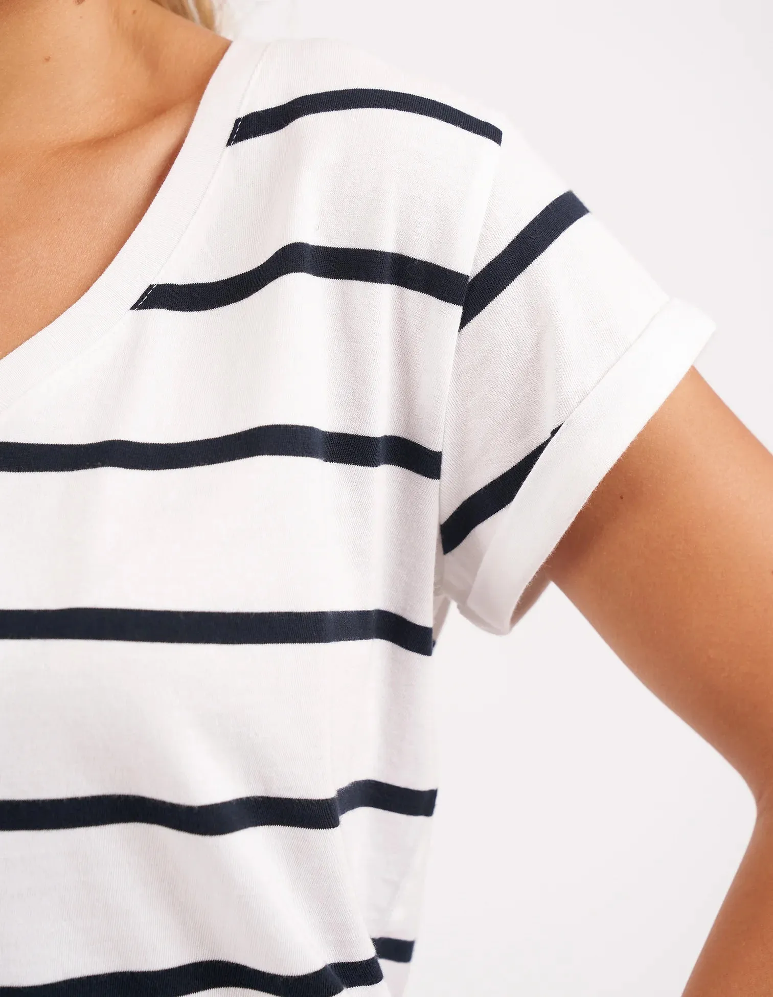 Manly V Tee - White & Navy