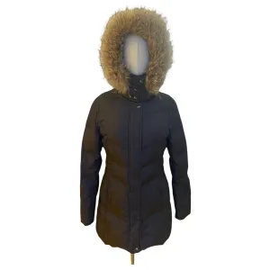 Marc New York Womens Charcoal Grey Long Puffer Fur Hood Jacket Coat