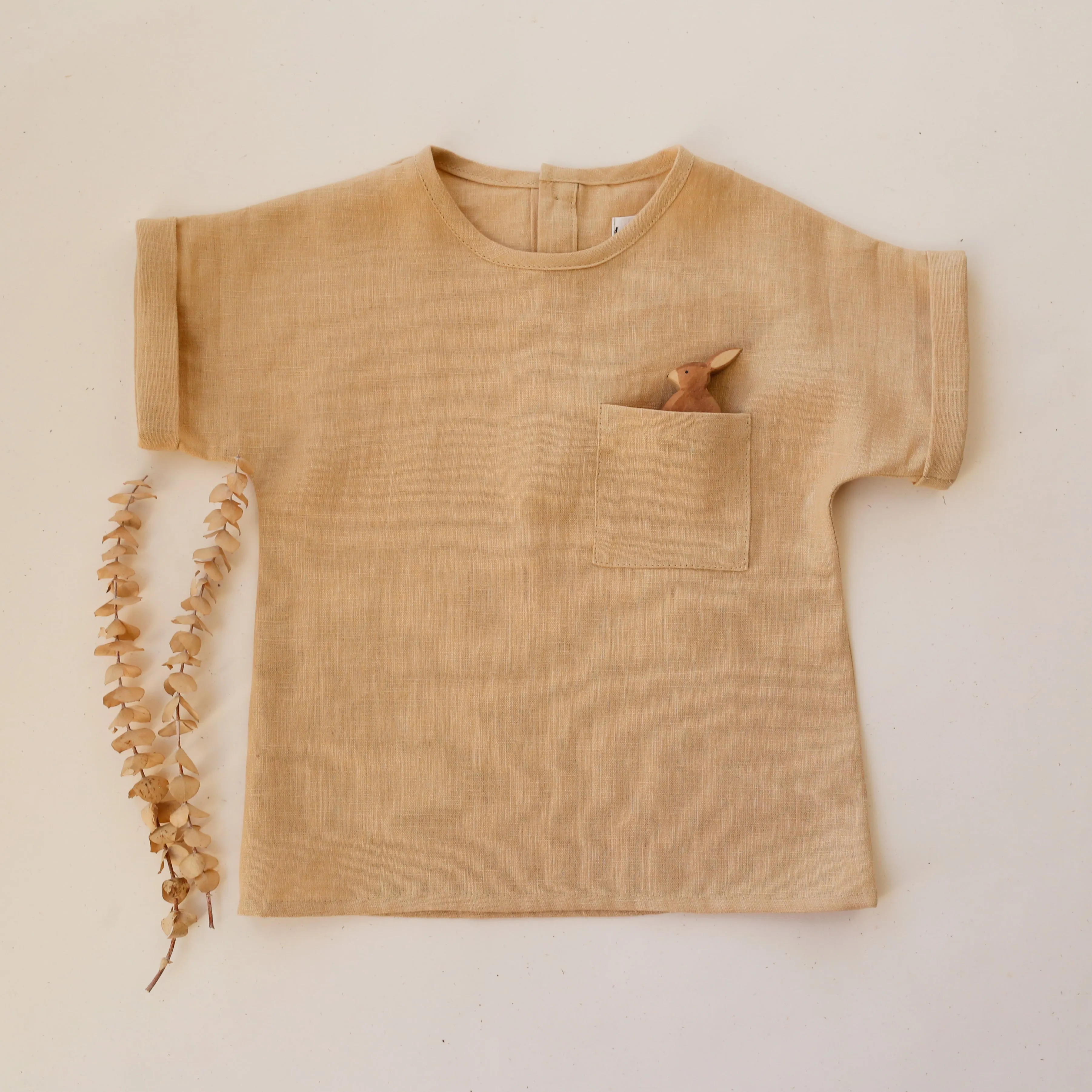 Melon Linen Short Sleeve Pocket Tee