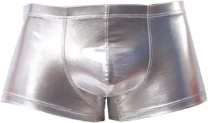 Men Boxer PU Leather Underwear Shiny Liquid Metallic Bikini Briefs Stretch Swim Trunks Pouch Pants Stage Clubwear