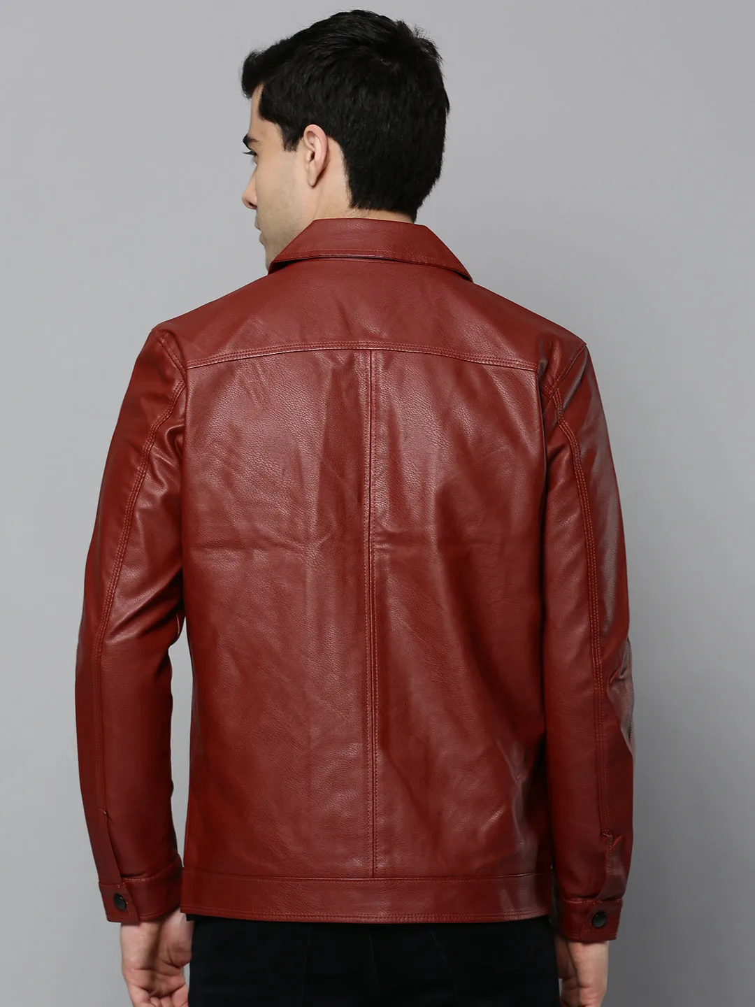 Men Rust Leather Bomber Jacket
